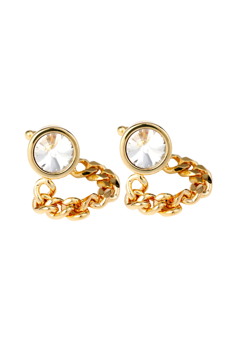 Men's Cufflinks High Quality Light Luxury Inlaid Crystal Gold Silver Chain Shirt Jewelry