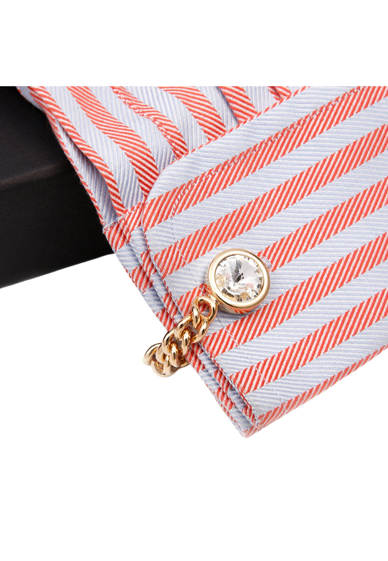 Men's Cufflinks High Quality Light Luxury Inlaid Crystal Gold Silver Chain Shirt Jewelry