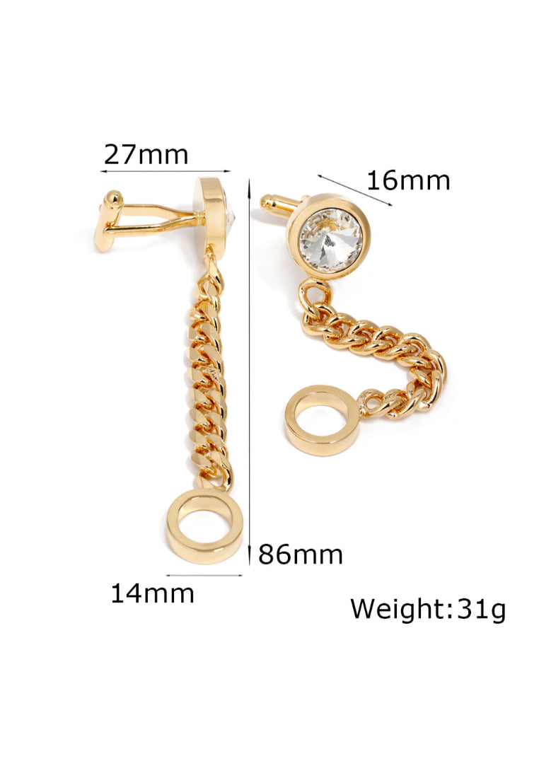Men's Cufflinks High Quality Light Luxury Inlaid Crystal Gold Silver Chain Shirt Jewelry