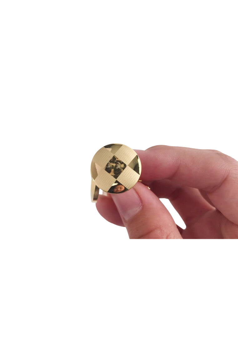 Men's Cufflinks Laser Tic-Tac-Toe Pattern Round Gold Shirt Sleeve Nail