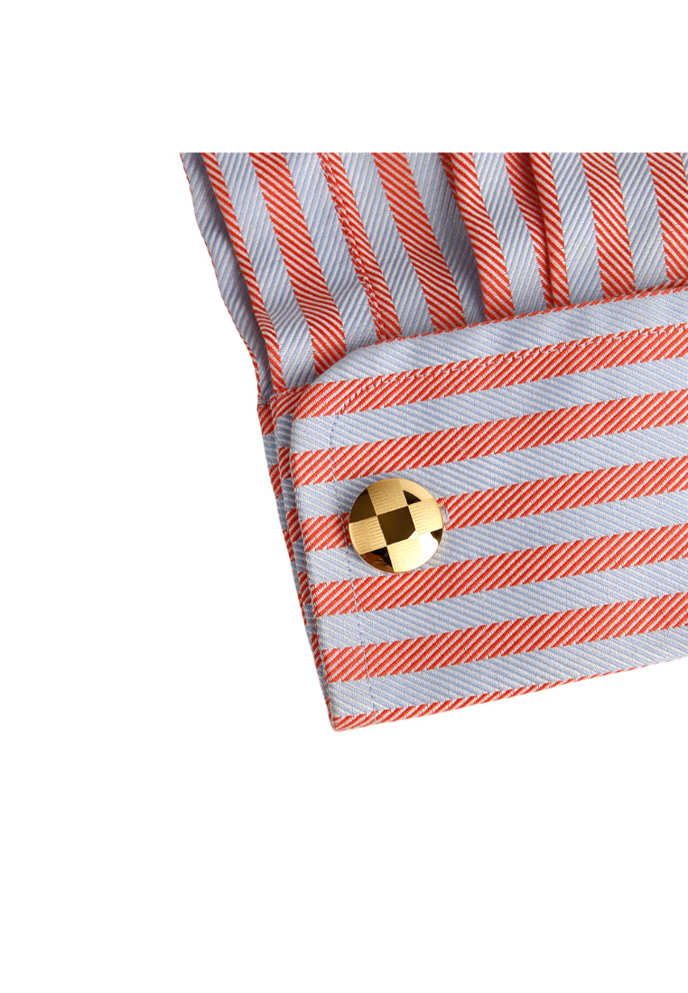 Men's Cufflinks Laser Tic-Tac-Toe Pattern Round Gold Shirt Sleeve Nail