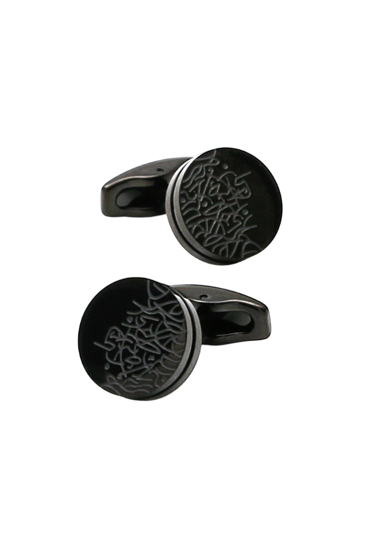 Men's Cufflinks Exquisite Pattern Stainless Steel Round Black Shirt Sleeve Nail