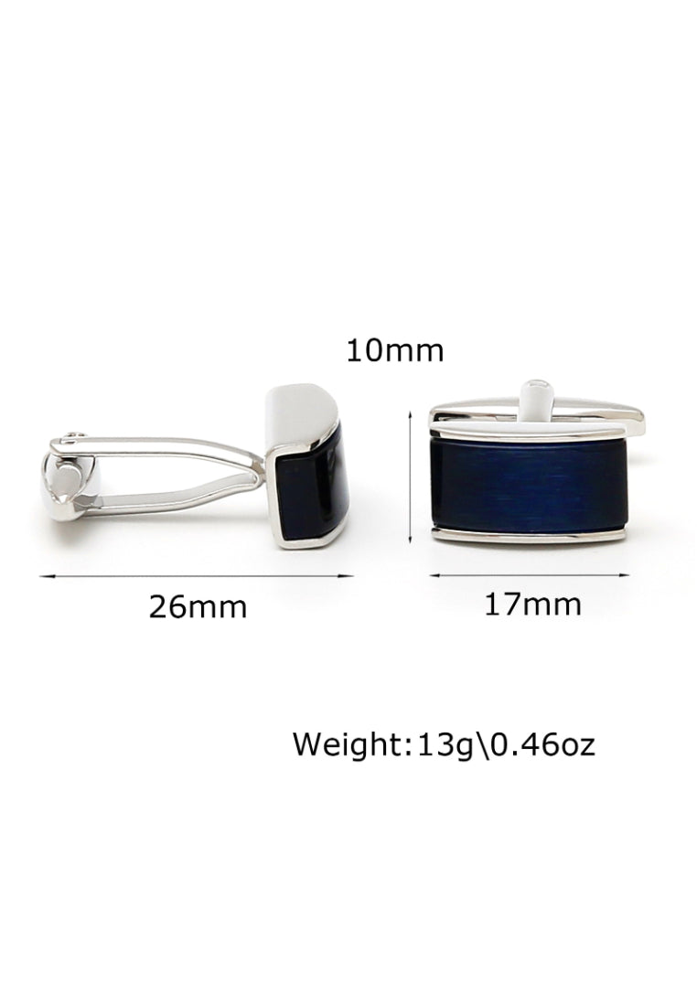 Men's Cufflinks Simple Personality French Blue Cat's Eye Stone Shirt Jewelry Pair