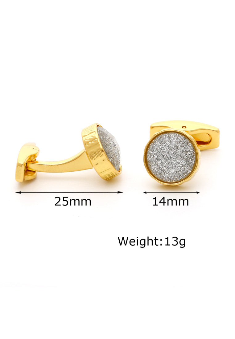 Men's Cufflinks French Simple Crystal Inlaid Round Jewelry