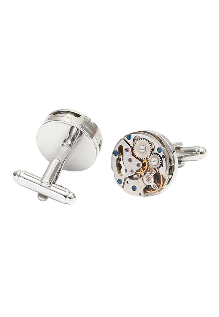 Men's Cufflinks High Quality Gear Round Silver Shirt Button Jewelry Pair