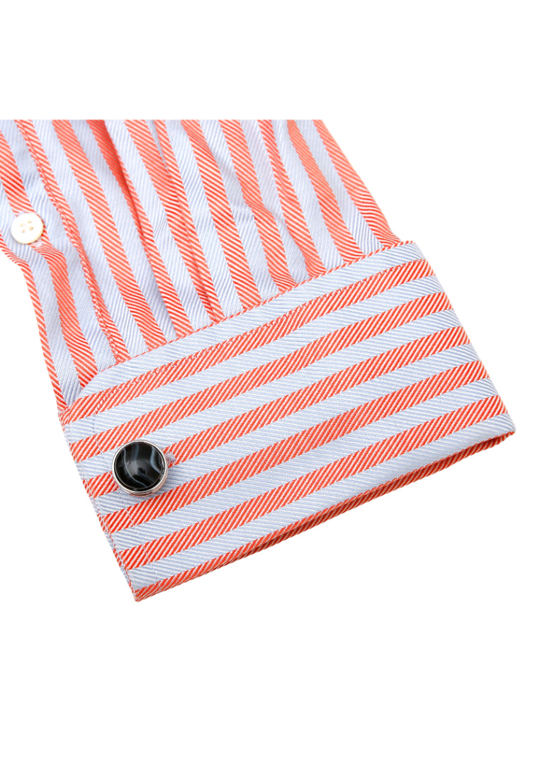 Men's Cufflinks French Inlaid Blue Color Stone Round Silver Shirt Jewelry