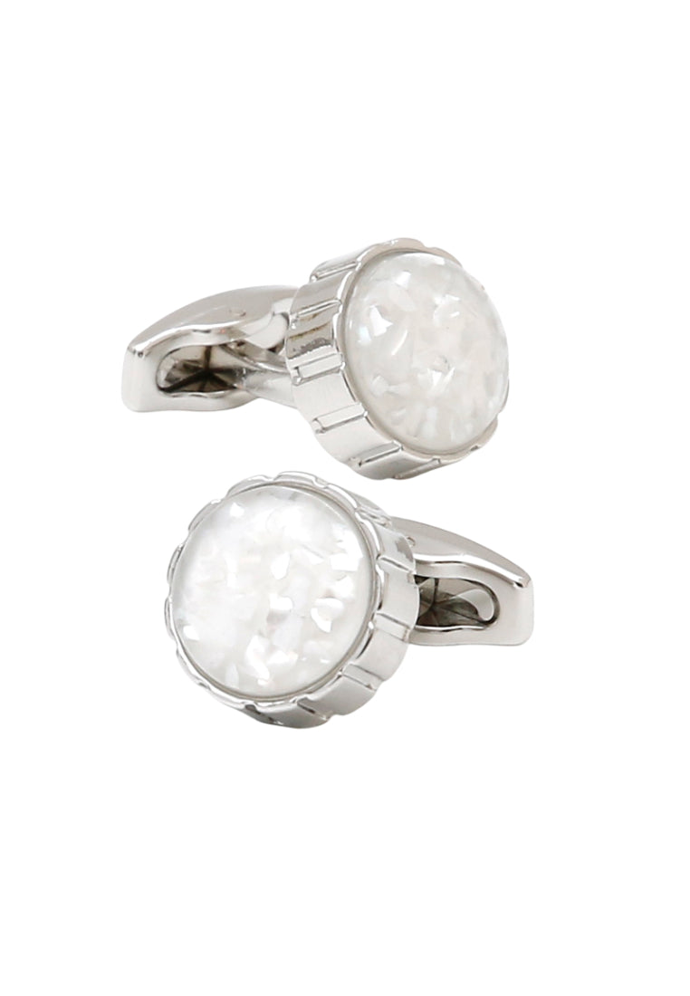 Men's Cufflinks French Inlaid Silver Color Stone Round Silver Shirt Sleeve Nail Cuff