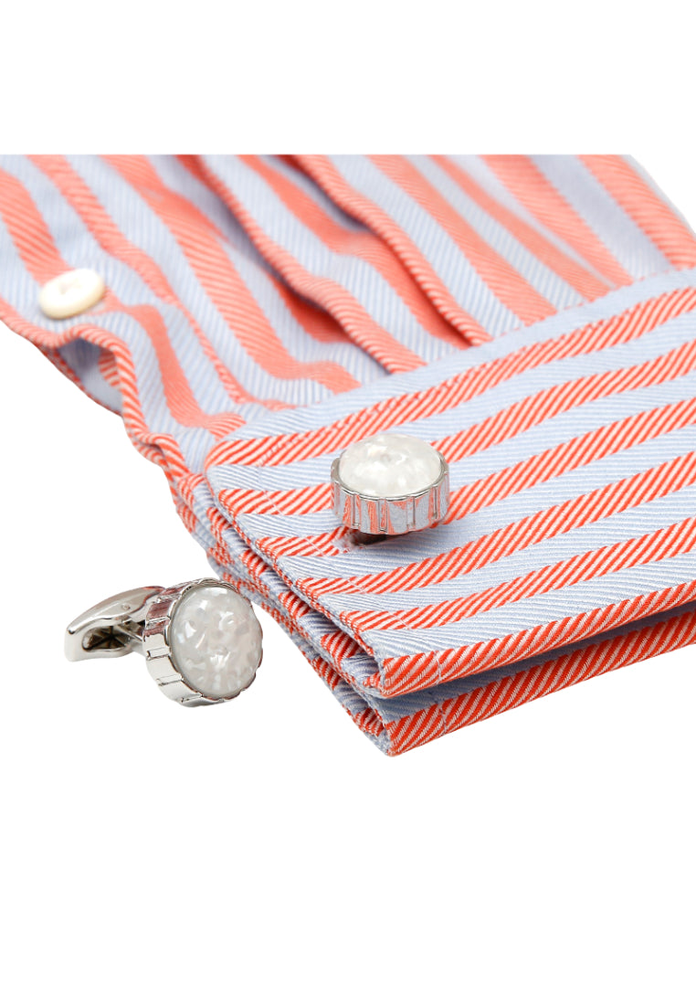 Men's Cufflinks French Inlaid Silver Color Stone Round Silver Shirt Sleeve Nail Cuff