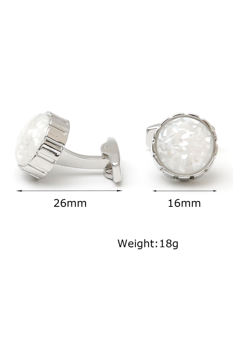Men's Cufflinks French Inlaid Silver Color Stone Round Silver Shirt Sleeve Nail Cuff