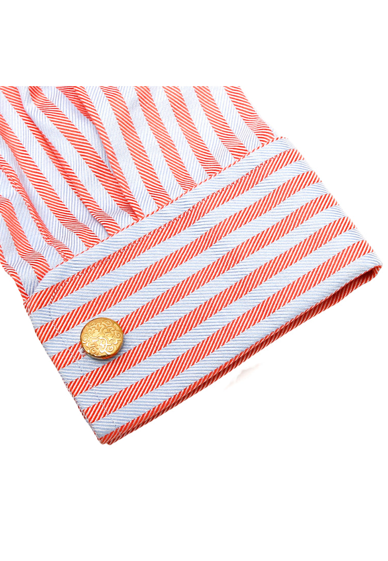 Men's Cufflinks Simple Pattern Stainless Steel Round Gold Jewelry Pair