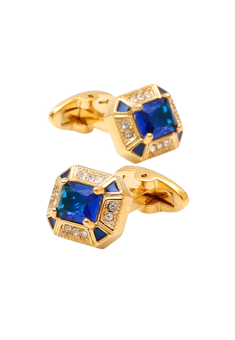 Men's Cufflinks High Quality Light Luxury Inlaid Blue Zircon Square Gold Shirt Jewelry