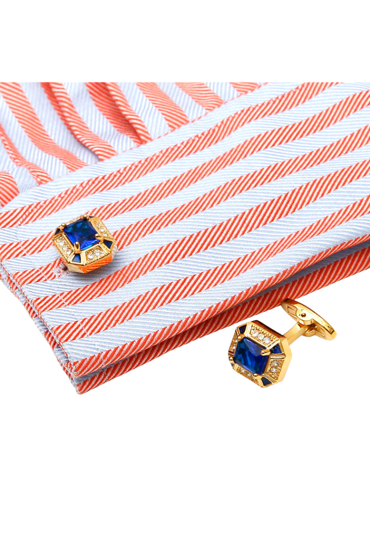 Men's Cufflinks High Quality Light Luxury Inlaid Blue Zircon Square Gold Shirt Jewelry