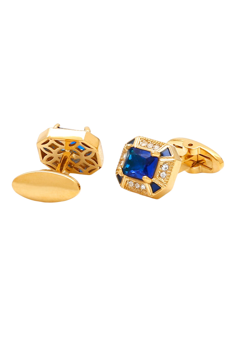 Men's Cufflinks High Quality Light Luxury Inlaid Blue Zircon Square Gold Shirt Jewelry