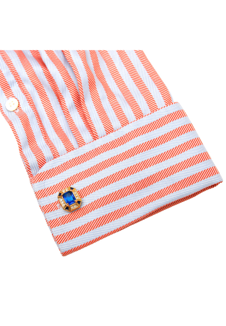 Men's Cufflinks High Quality Light Luxury Inlaid Blue Zircon Square Gold Shirt Jewelry