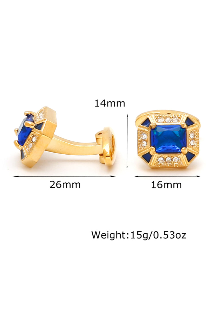 Men's Cufflinks High Quality Light Luxury Inlaid Blue Zircon Square Gold Shirt Jewelry