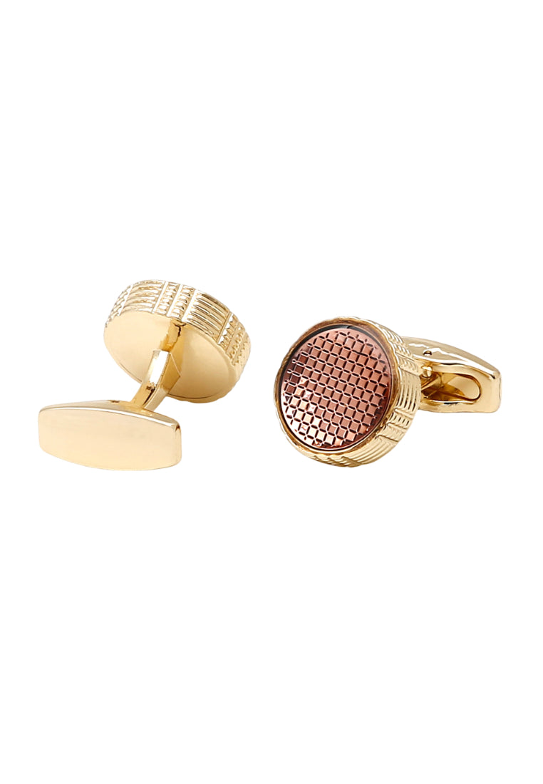 Men's Cufflinks European And American French Pink Round Gold Shirt Sleeve Nail Jewelry