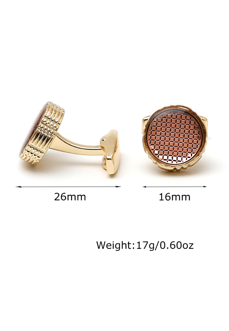 Men's Cufflinks European And American French Pink Round Gold Shirt Sleeve Nail Jewelry