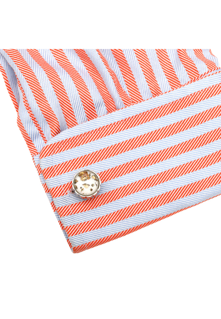 Men's Cufflinks French Inlaid Gold Pattern Silver Round Cuff Nail Buttons