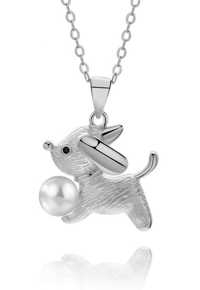 Purple Puppy With Freshwater Pearl Necklace