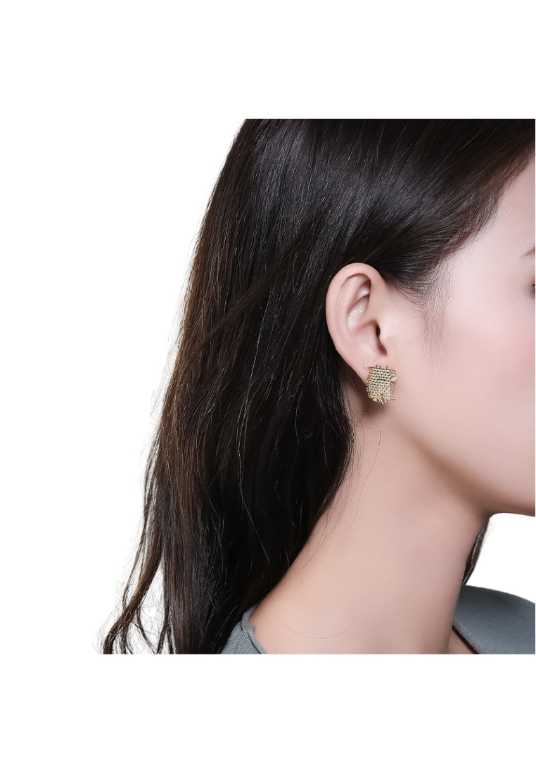 S925 silver handwoven geometric earrings