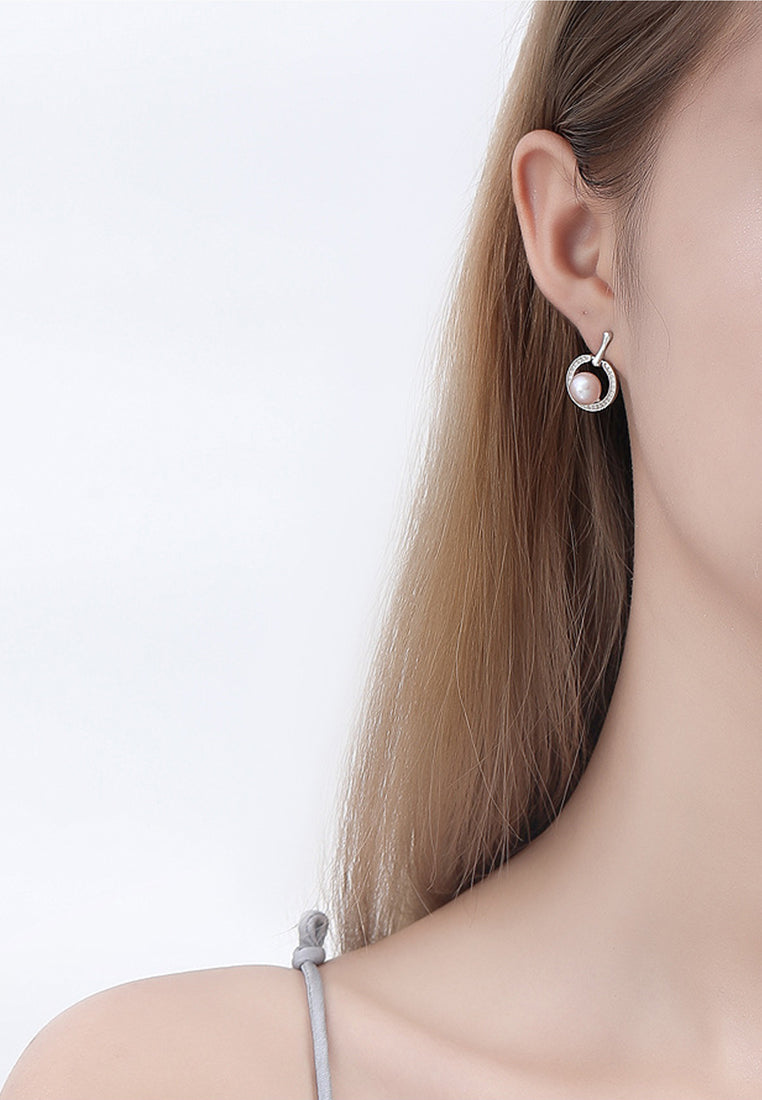 Classic Freshwater Pearl Vermiculite Earrings