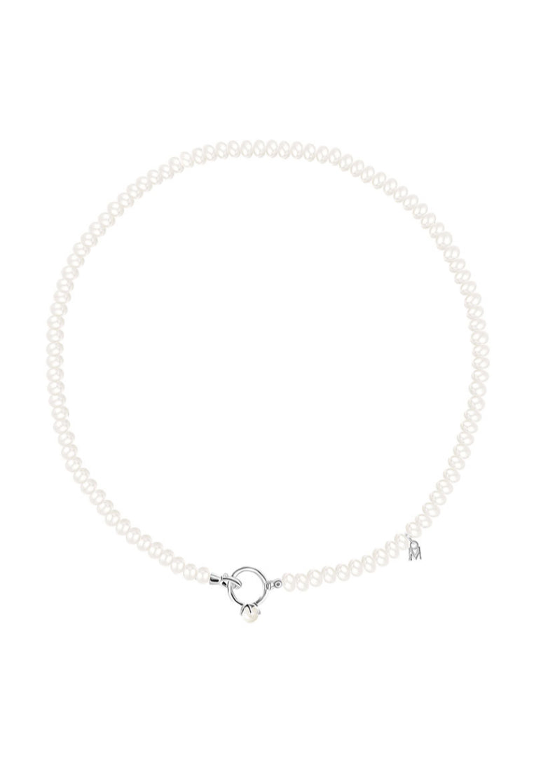 Crown Pearl Layered Lockbone Chain