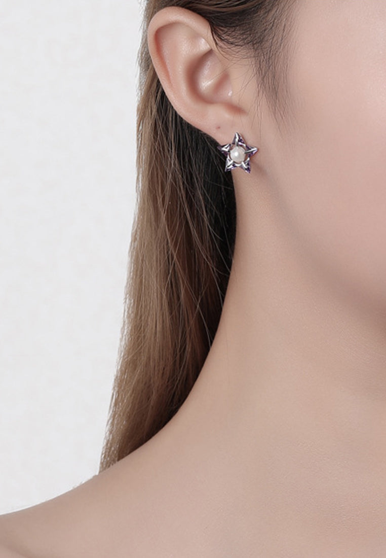 Starry sky freshwater pearl earrings