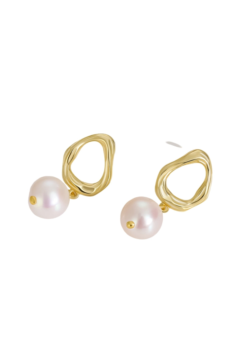 S925 Silver Baroque Pearl Stud Earrings for Women with Irregular Skin Texture and Geometric Design