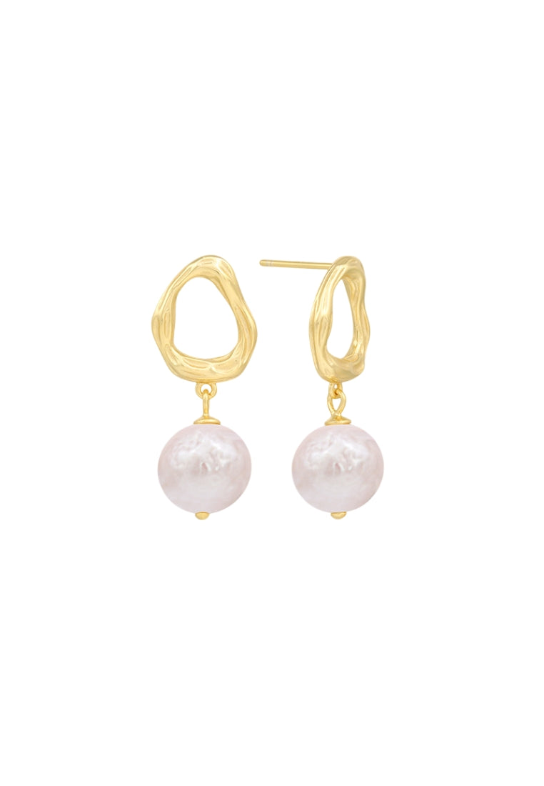 S925 Silver Baroque Pearl Stud Earrings for Women with Irregular Skin Texture and Geometric Design