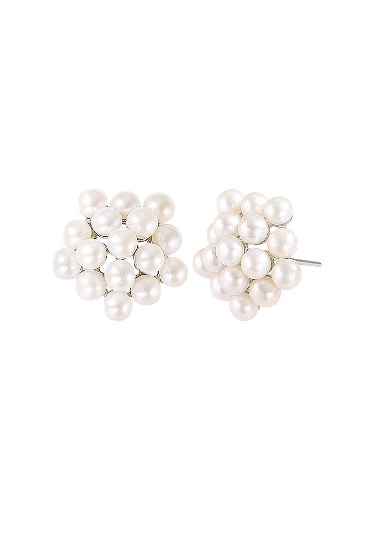 S925 Silver Pearl Stud Earrings with Fashionable and Luxury Floral Design for Women