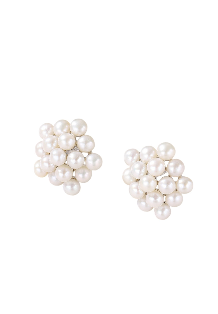 S925 Silver Pearl Stud Earrings with Fashionable and Luxury Floral Design for Women