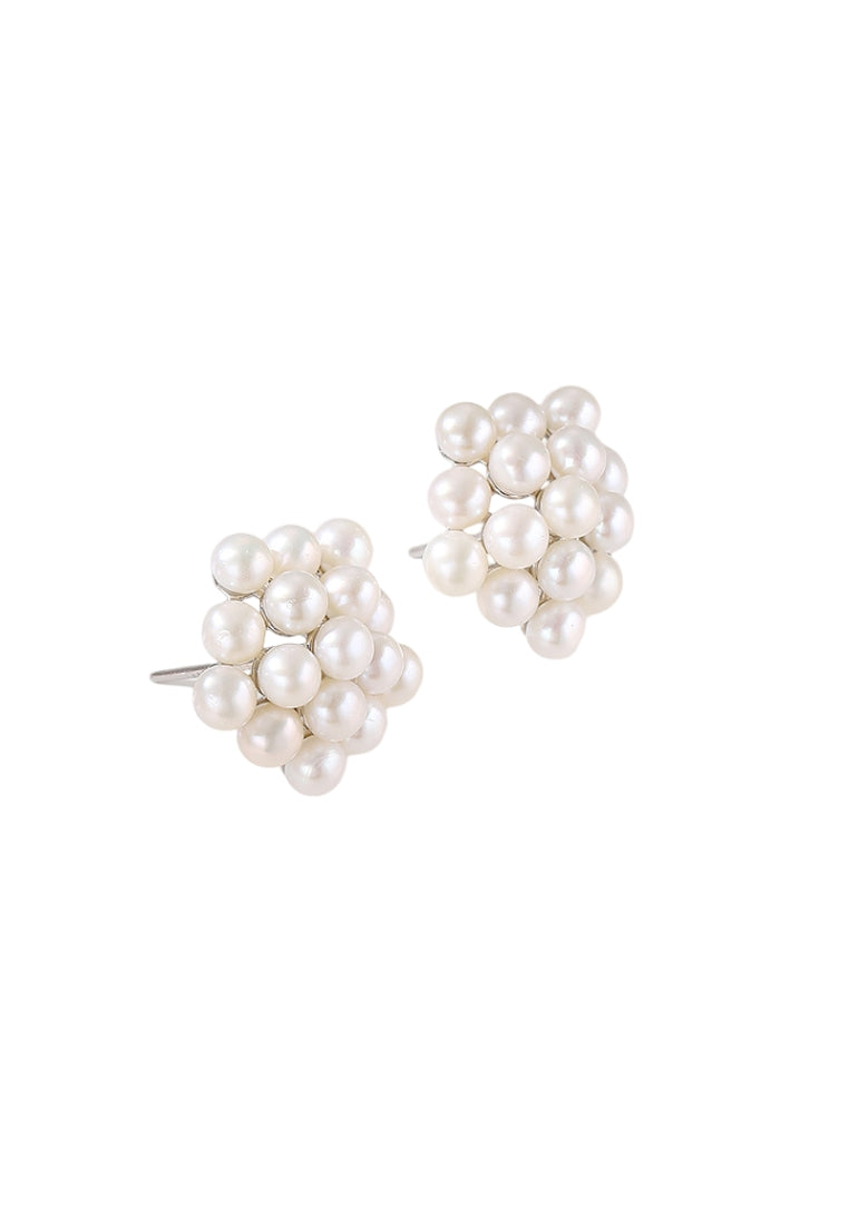 S925 Silver Pearl Stud Earrings with Fashionable and Luxury Floral Design for Women