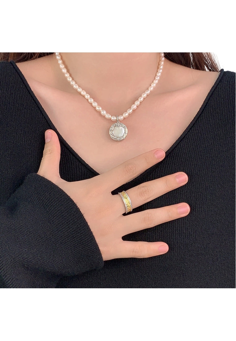 Design 925 Silver Doublelayer Crosswoven French Chic Ring for Women