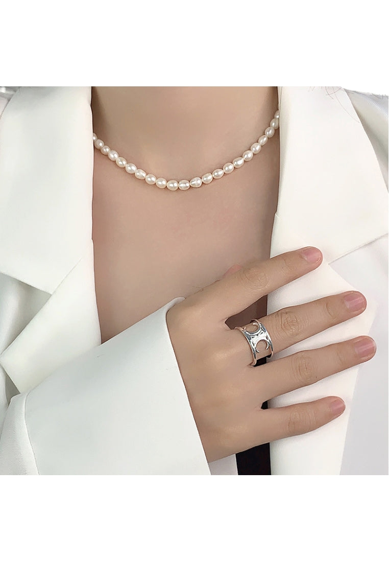 Pig Nose Chain Design Silver Ring