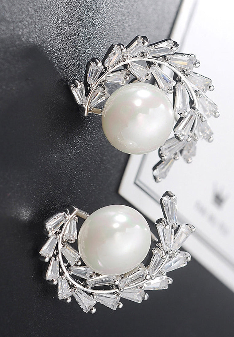 Flower ring shell shell bead earrings