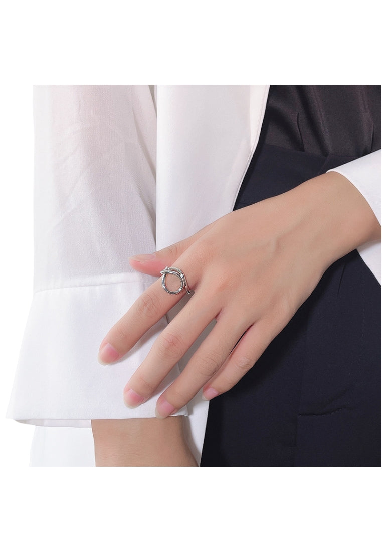 S925 Silver Interlaced Geometric Ring