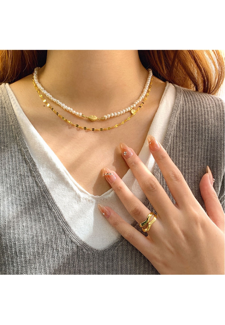 French Style Pearl Lockbone Chain