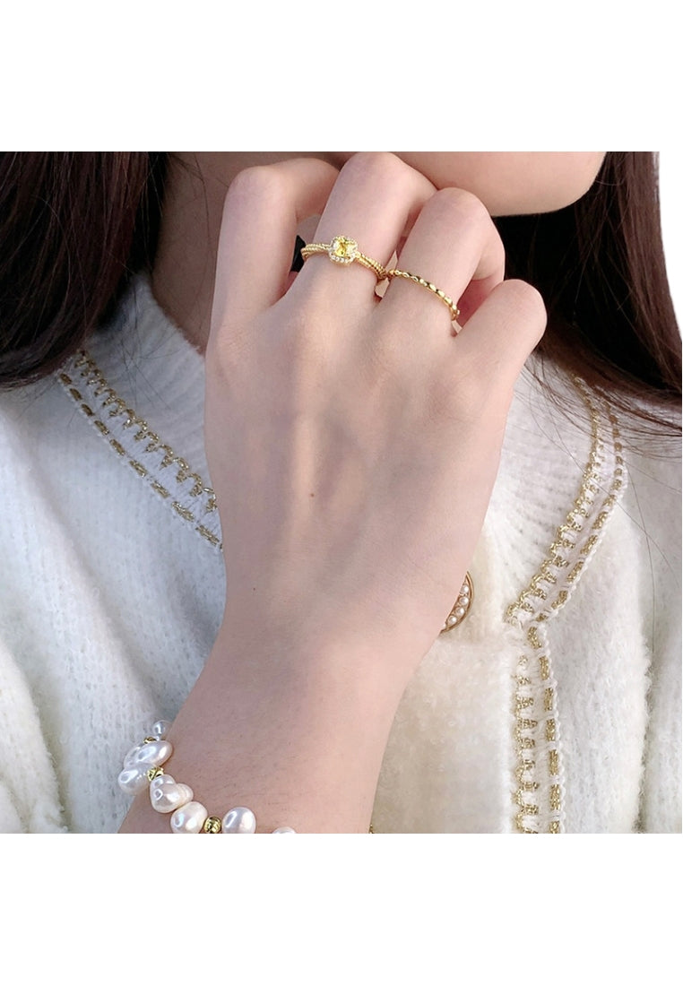 Double Line Weave Silver Ring