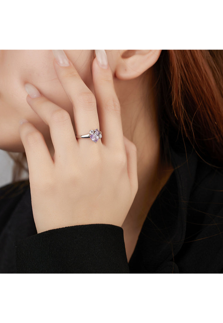 Sterling Shine Pear Shape Adjustable Ring