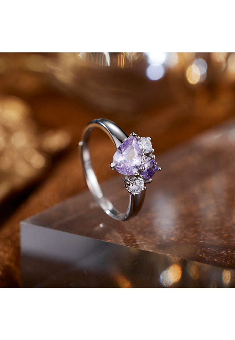 Sterling Shine Pear Shape Adjustable Ring