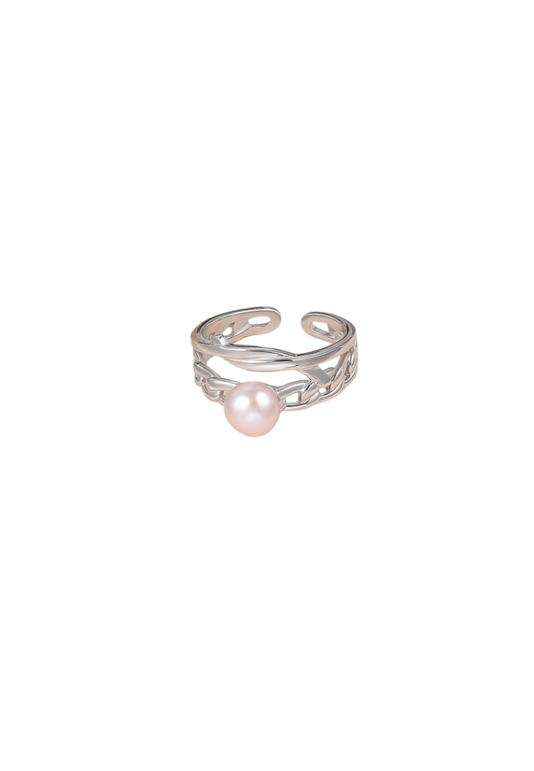 S925 Silver Hollow Pearl Ring