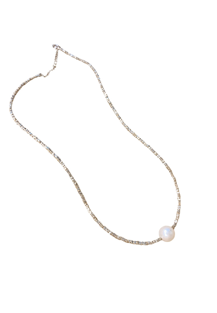 Baroque Pearl Silver Lockbone Chain
