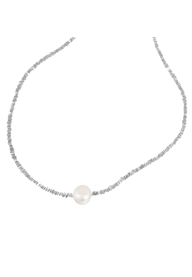Baroque Pearl Silver Lockbone Chain