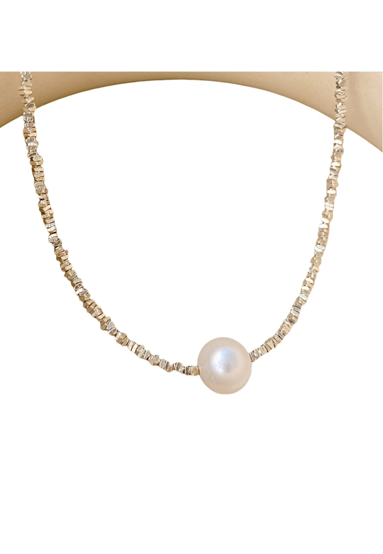 Baroque Pearl Silver Lockbone Chain