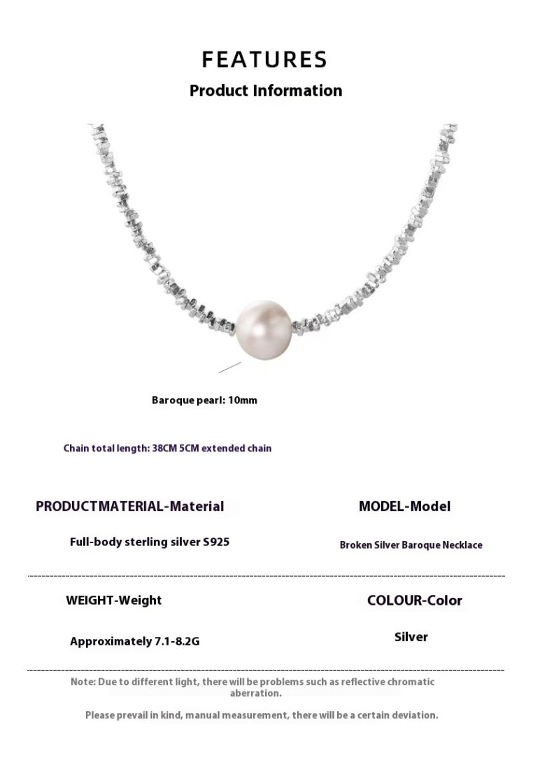 Baroque Pearl Silver Lockbone Chain