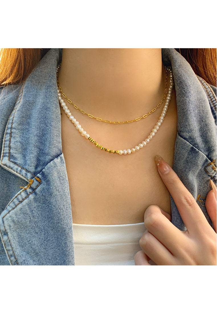 Trendy Baroque Pearl Lockbone Chain