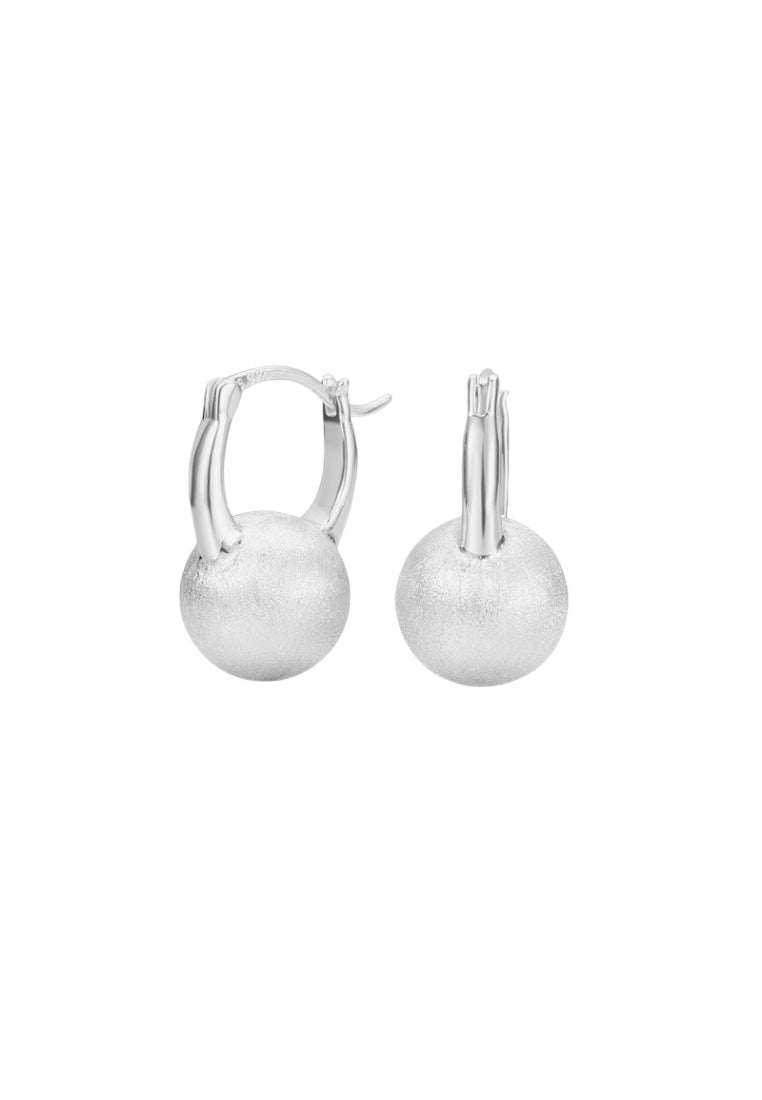 S925 silver brushed ball earrings