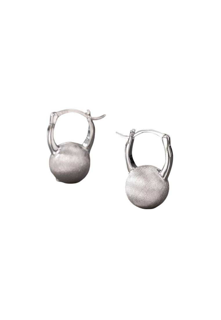 S925 silver brushed ball earrings