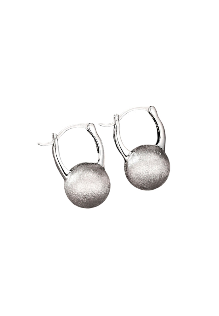 S925 silver brushed ball earrings