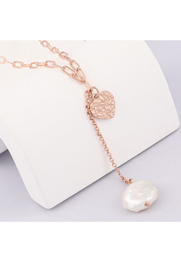 Fresh Gold Heart Pearl Lockbone Chain